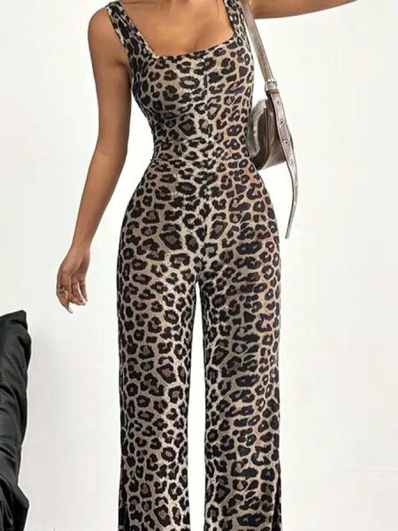 Summer Slim Fit Backless Printed Jumpsuit for Women