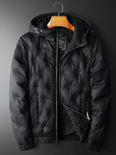 Embroidered Down Men's Plus Size Hooded Casual Down Jacket