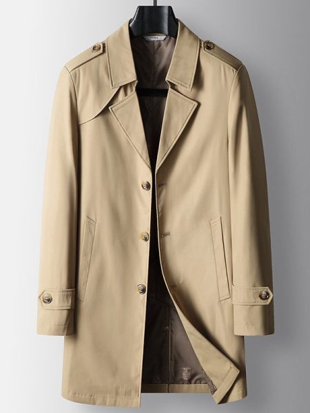 Men’s Medium Length Lapel Trench Coat – Stylish Business Casual Overcoat
