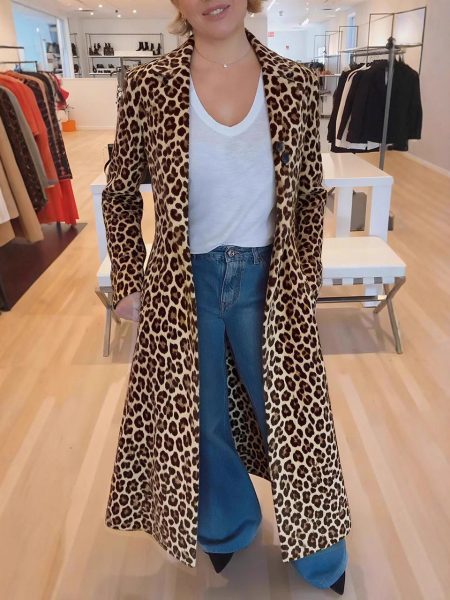Women's Coat Lapel Leopard Print Casual Trench Women's Clothing