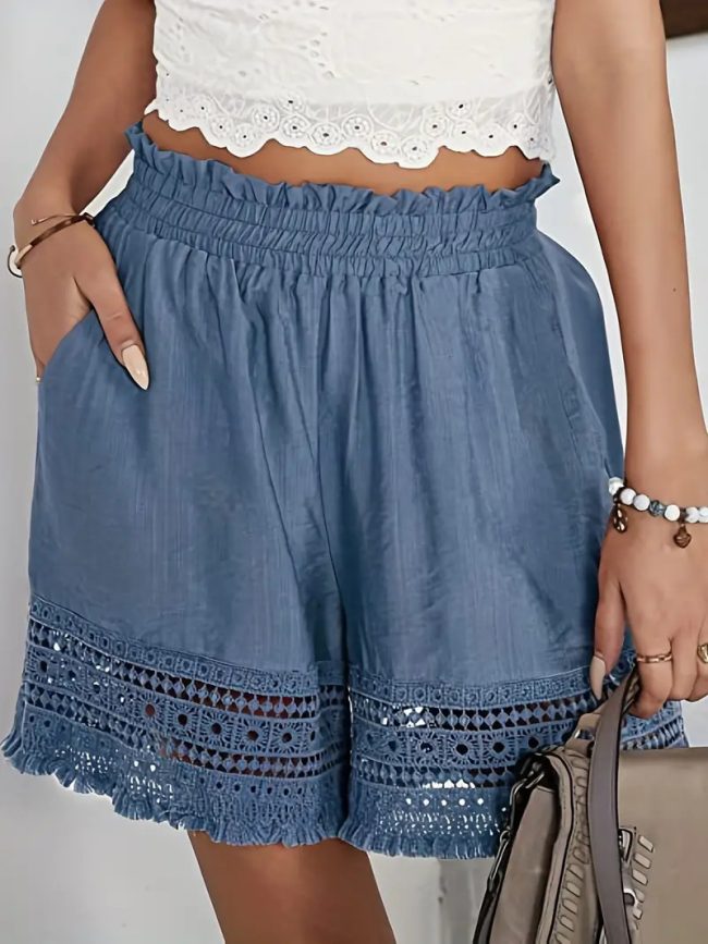Women's Pure Color All-matching Casual Lace Shorts