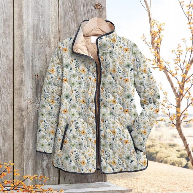 floral print cozy button sweater for ladies