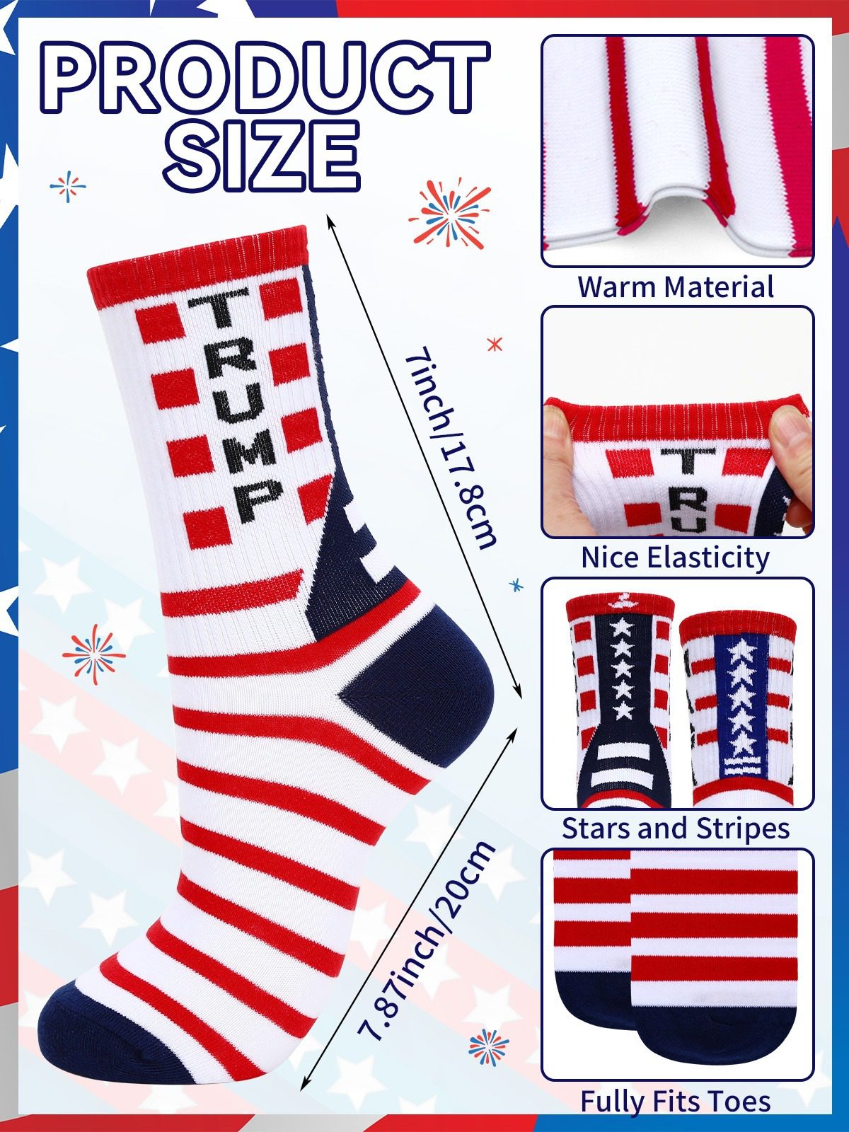 3 Pairs of Funny Patriotic Socks for Everyday Comfort