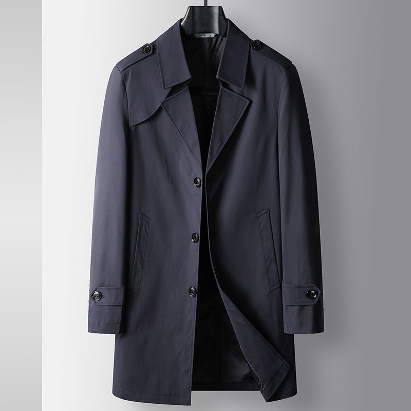 Men’s Medium Length Lapel Trench Coat – Stylish Business Casual Overcoat
