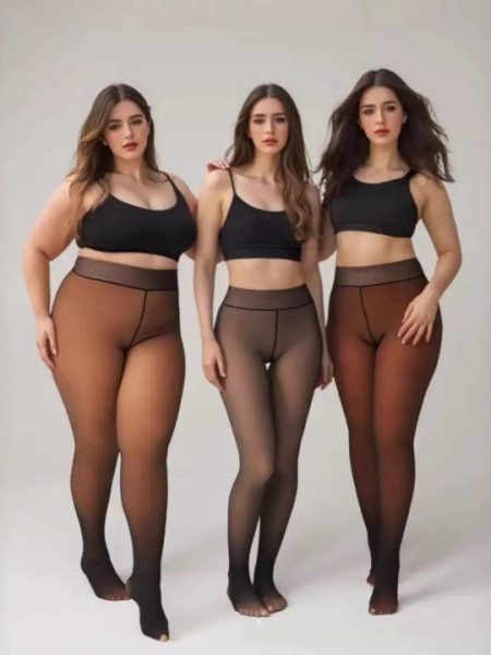 One-line True See-through Leggings Fleece-lined Warm Women's Outer Wear Pantyhose