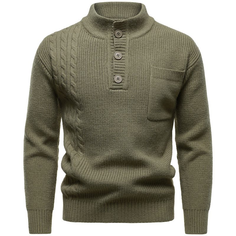 Men's Fashion British Henry Stand Collar Sweater