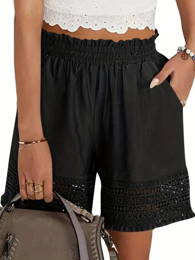 Women's Pure Color All-matching Casual Lace Shorts