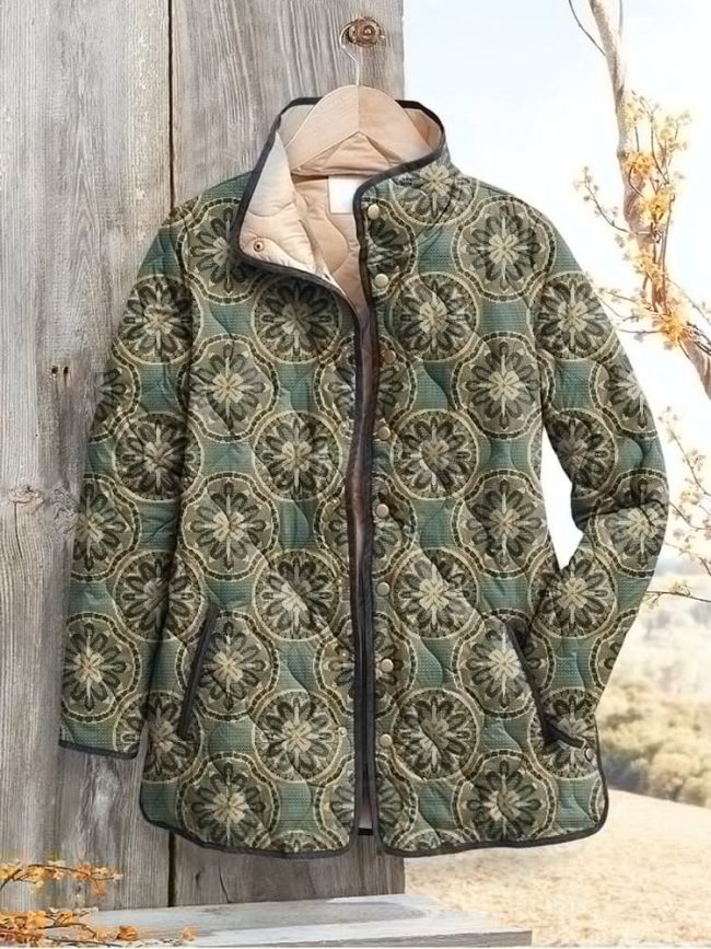 floral print cozy button sweater for ladies