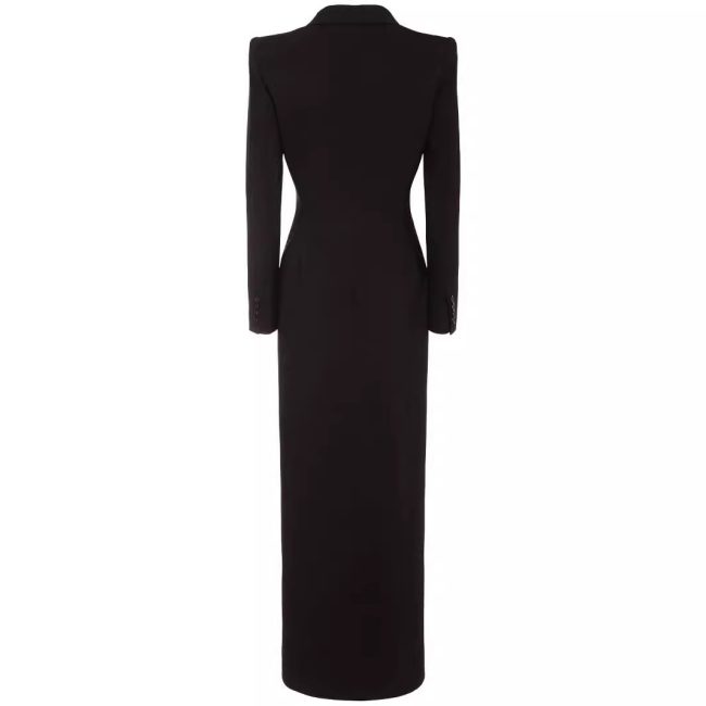 Elegant One-Button Slim Black Suit Coat – Large Size Women