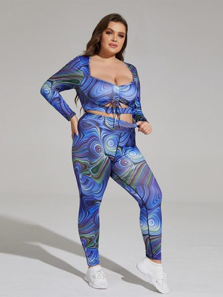 New Oversize Yoga Clothes Breathable Printing Bandage Sports Suit