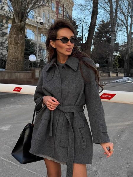Polyester Women's Lace-up Button Trench Coat
