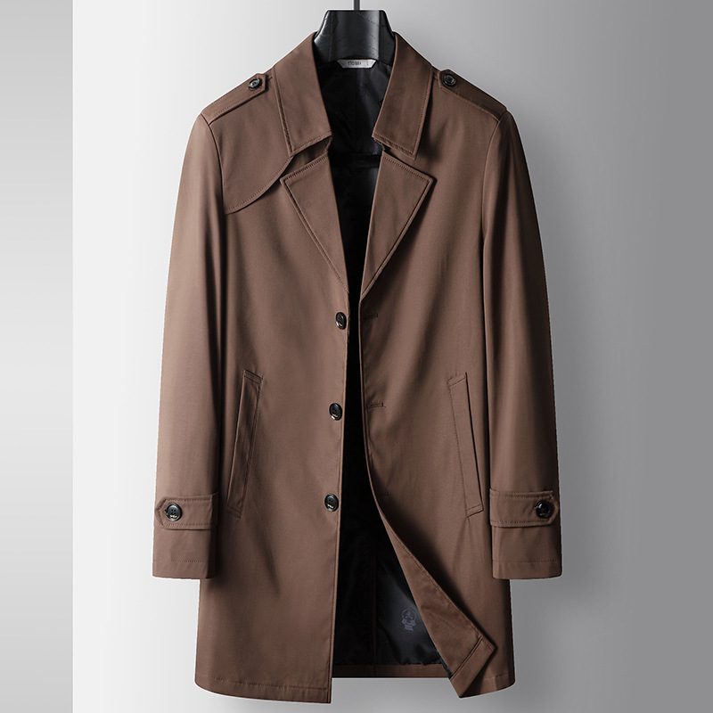 Men’s Medium Length Lapel Trench Coat – Stylish Business Casual Overcoat