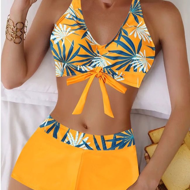 Bikini Split Swimsuit Printed Plus Size