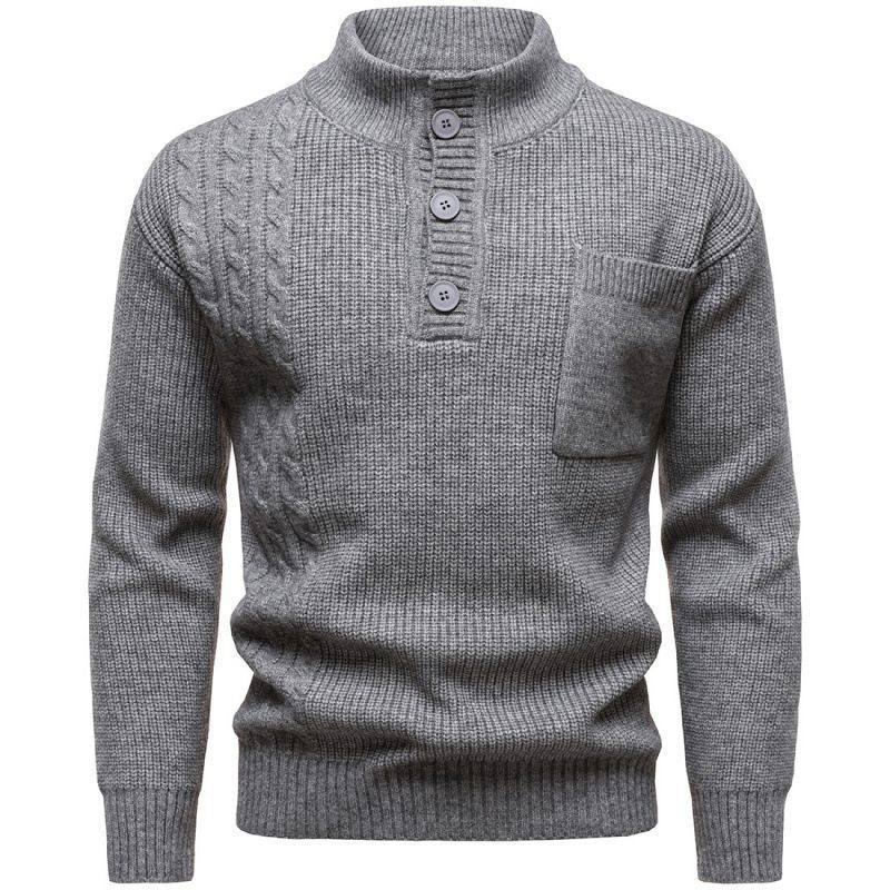 Men's Fashion British Henry Stand Collar Sweater