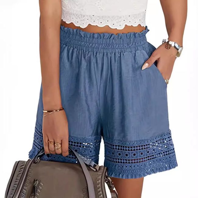 Women's Pure Color All-matching Casual Lace Shorts