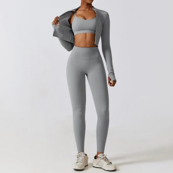 Nude Feel Quick-drying Sports Thin Fitness Clothes Three-piece Suit