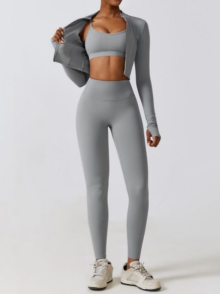 Nude Feel Quick-drying Sports Thin Fitness Clothes Three-piece Suit