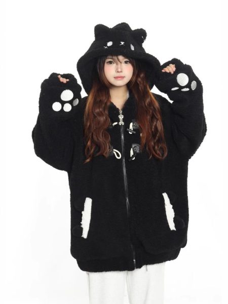 Cute Rabbit Hand Claw Big Ears Lamb Wool Coat