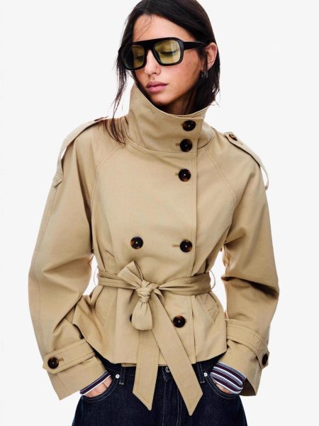 Women’s Double-Breasted Lace-Up Short Trench Coat
