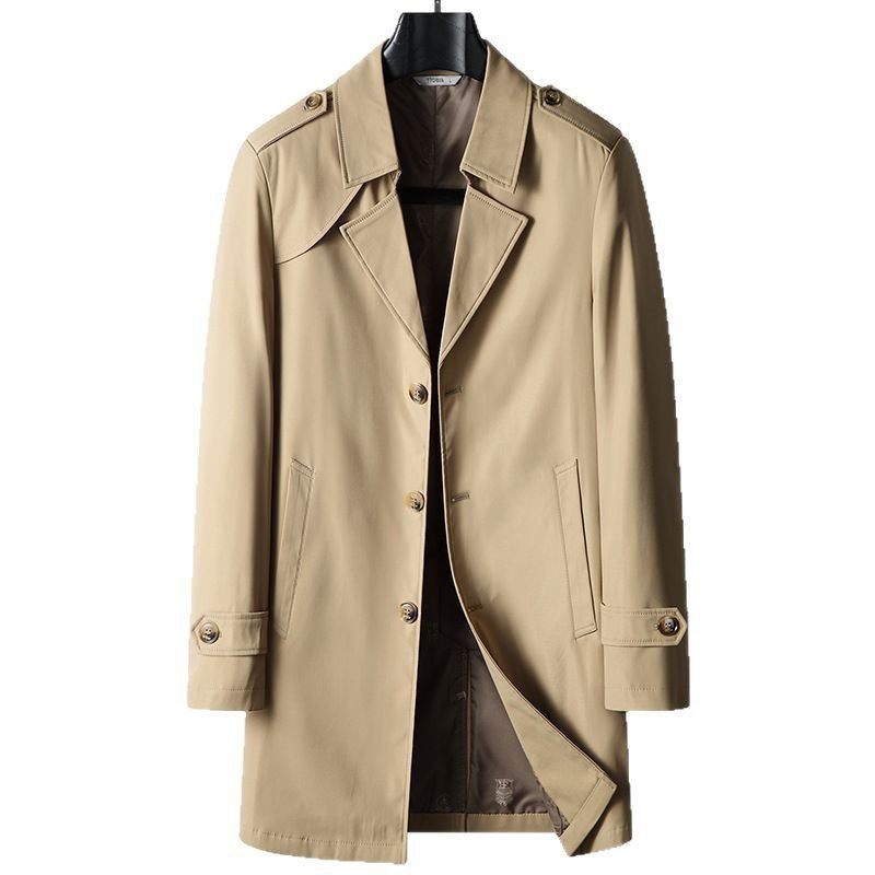 Men’s Medium Length Lapel Trench Coat – Stylish Business Casual Overcoat