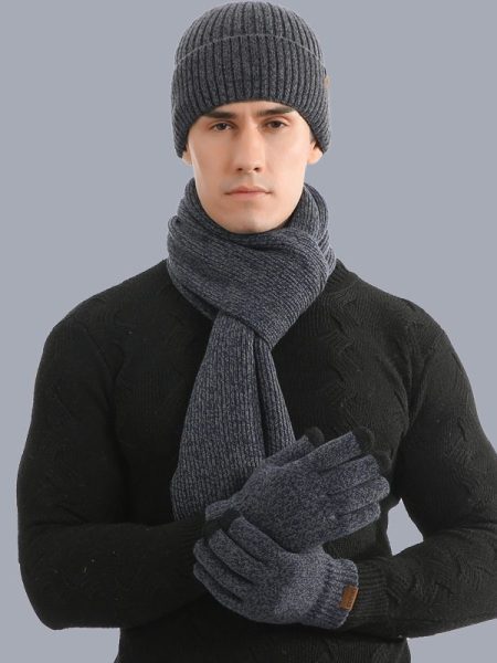 Thermal Knitted Hat, Scarf & Gloves Set – Winter 3-Piece
