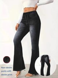 Denim Printing Hip-lift And Belly Shaping Waist Fitness Leggings