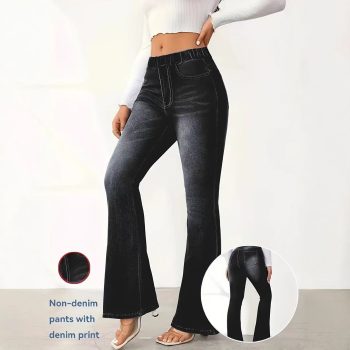 Denim Printing Hip-lift And Belly Shaping Waist Fitness Leggings