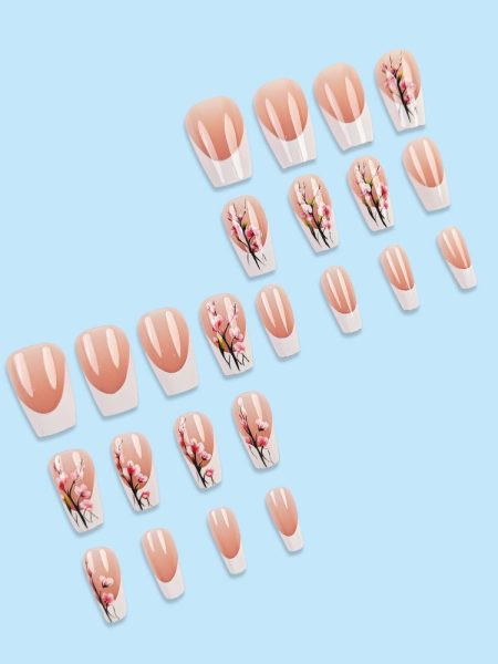 Plum Blossom Style Nail Tips Simple White Edge French Wear Armor