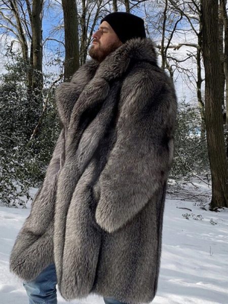 Men's Fur Imitation Fox Fur Long-cut Coat