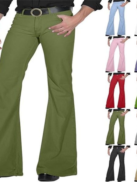 Solid Color Daily Casual Stretch Slim Retro Bell-bottom Pants