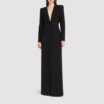 Elegant One-Button Slim Black Suit Coat – Large Size Women