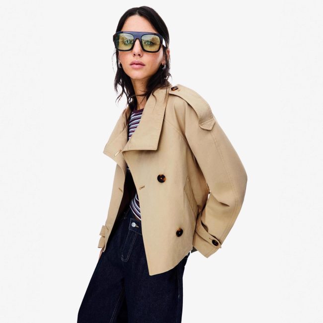 Women’s Double-Breasted Lace-Up Short Trench Coat