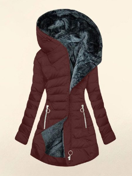 Fashion Long-sleeve Zipper Cotton-padded Coat Women