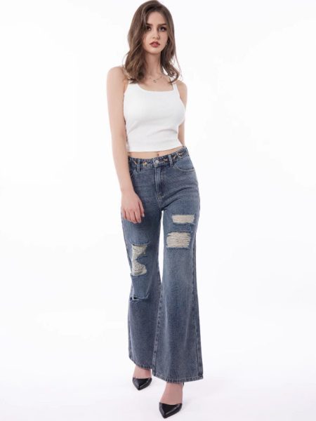 Women's Retro Large Size Worn Wide-leg Jeans
