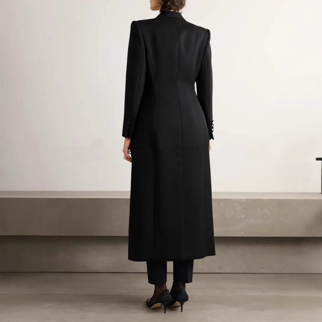Double Breasted Slim Waist Long Slit Suit Skirt