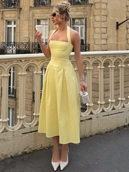 Women's Fashion Sexy Temperament High Waist Halter Tube Top Dress