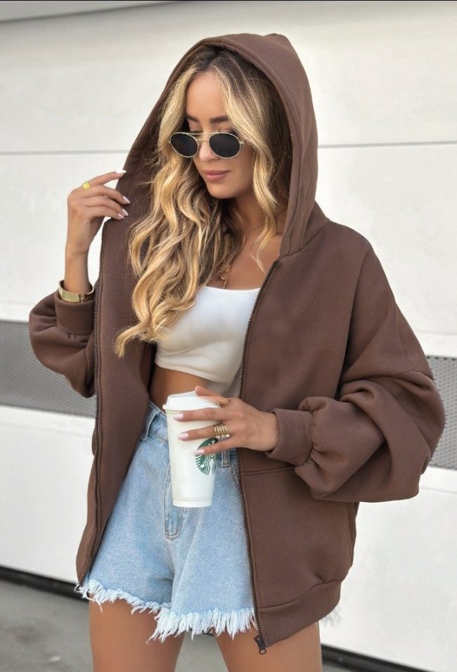 Fashion Hooded Casual Female Cardigan Top