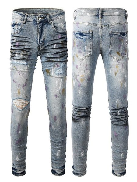 Ripped Jeans Men's Slim Fit Light Blue