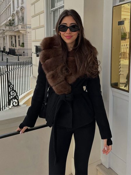 Women's Simple And Versatile Fur Collar Coat