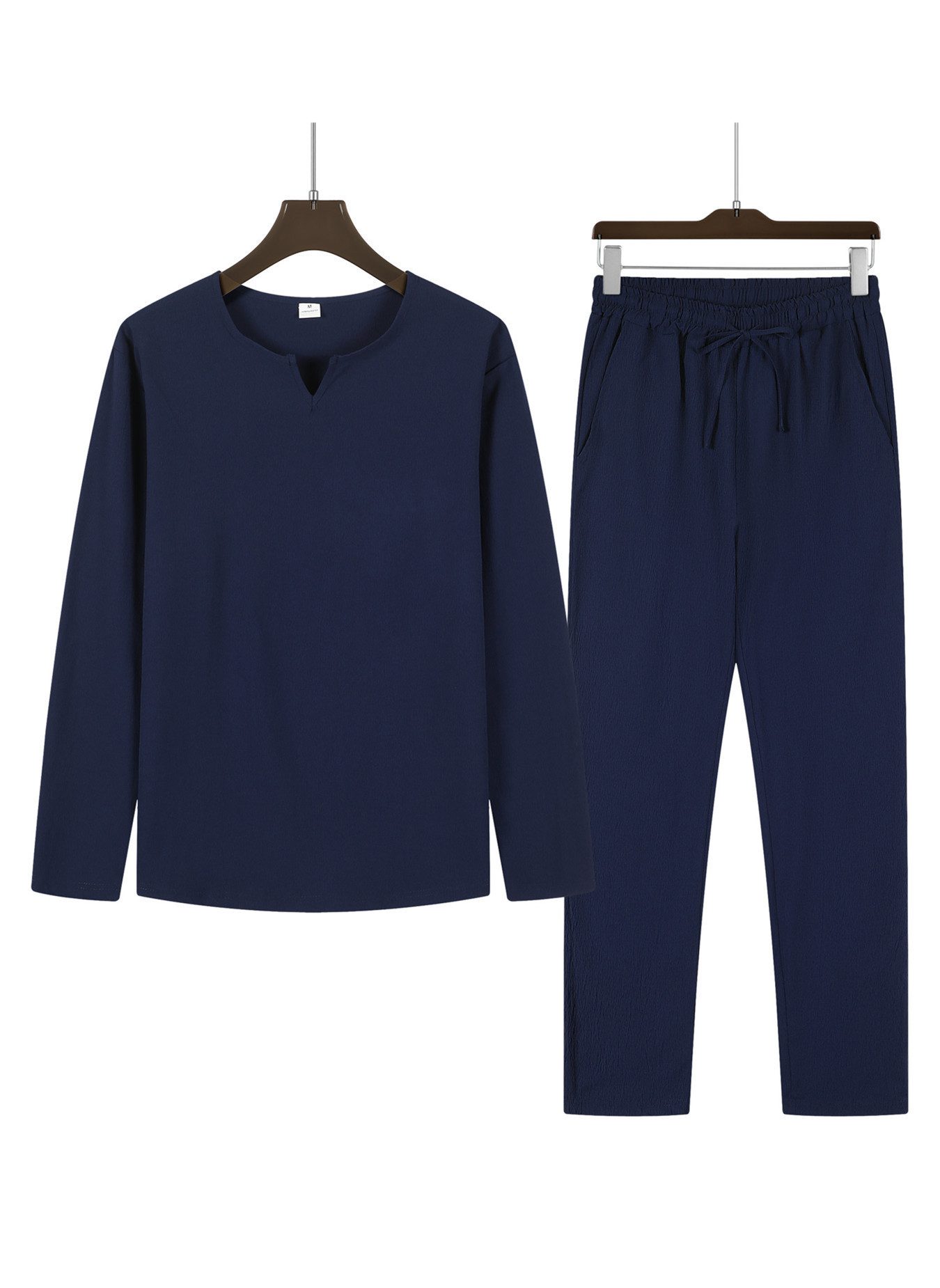 Men's Casual Solid Color Drawstring Waistband Pocket Suit