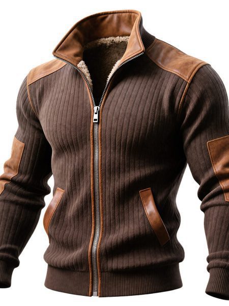 Men's Clothing Velvet Stand Collar Casual Sweatshirt