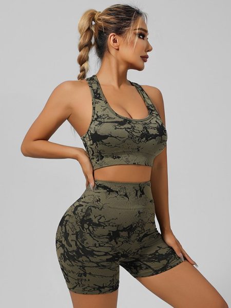 Women’s Seamless Tie-Dye Yoga Outfit – Polyester Sports Set