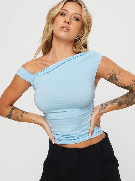 Sexy Oblique Collar Pleated Slim-fitting Sleeveless Irregular Top