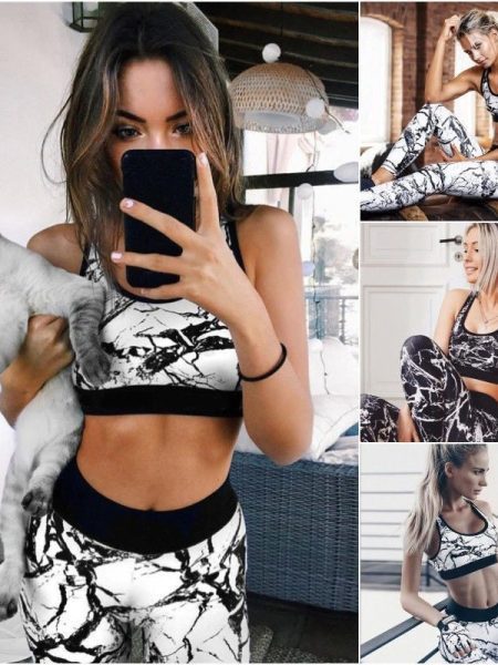 Women Slim Printed Sports Yoga Suit