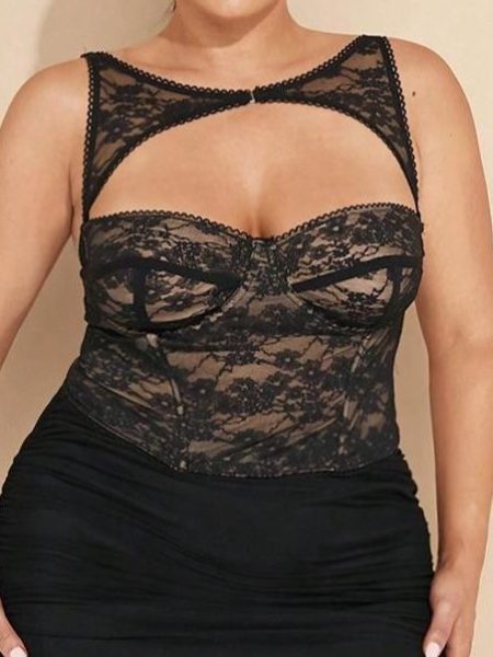 Plus Size Waist Trimming Pattern Sling Bra