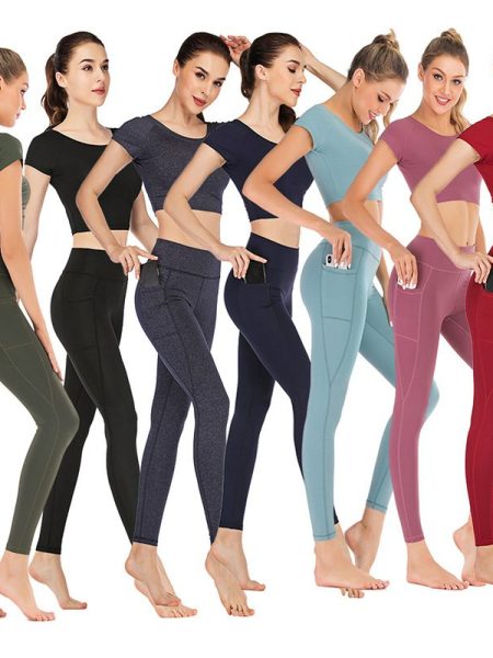 Pocket yoga clothes suit women