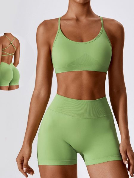 Seamless Beauty Back Yoga Clothes Running Quick-drying Tight Sports Fitness Clothes Suit Women