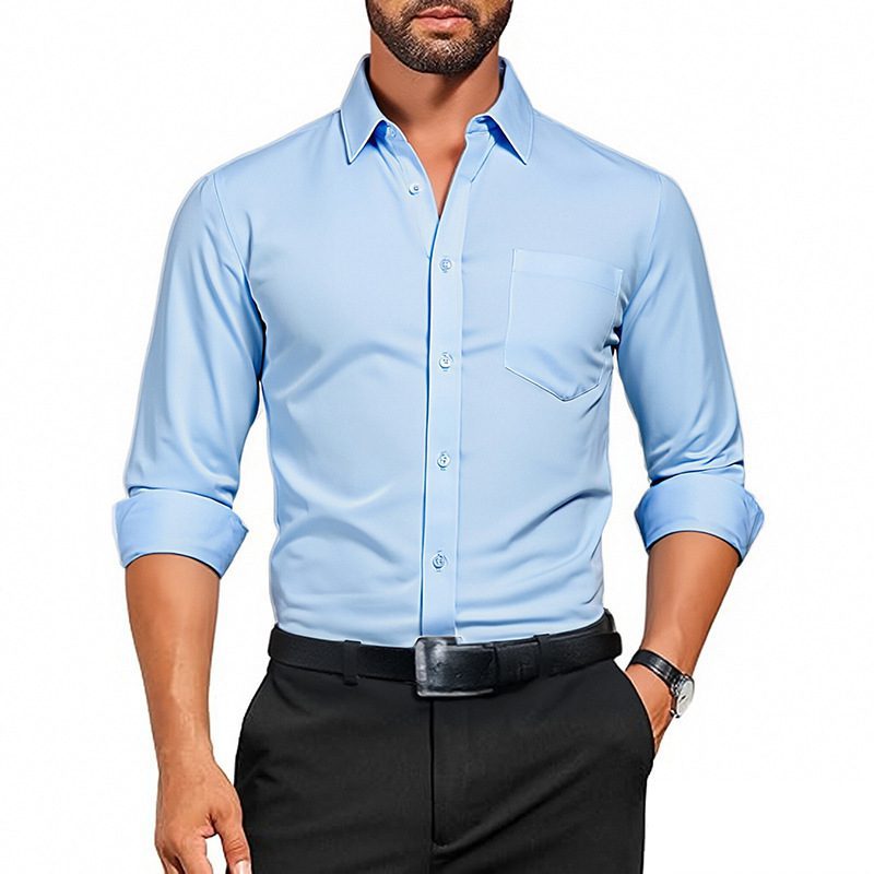 Men’s Breathable Stretch Solid Color Shirt
