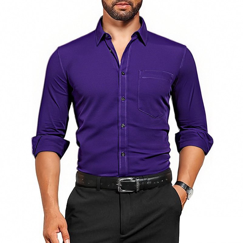 Men’s Breathable Stretch Solid Color Shirt