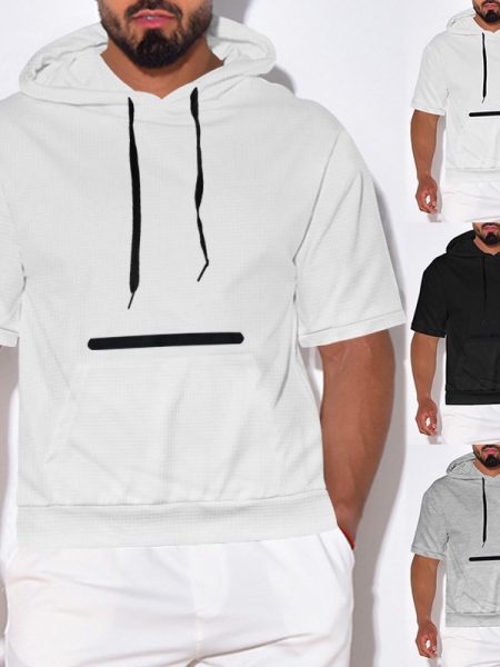 New Men's Casual Hooded Short Sleeve T-shirt